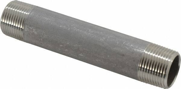 Merit Brass - Schedule 40, 3/4" Pipe x 5" Long, Grade 316/316L Stainless Steel Pipe Nipple - Welded & Threaded - Apex Tool & Supply