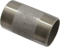 Merit Brass - Schedule 40, 2" Pipe x 4" Long, Grade 316/316L Stainless Steel Pipe Nipple - Welded & Threaded - Apex Tool & Supply