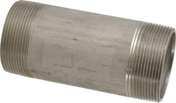 Merit Brass - Schedule 40, 2" Pipe x 5" Long, Grade 316/316L Stainless Steel Pipe Nipple - Welded & Threaded - Apex Tool & Supply