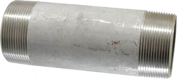 Merit Brass - Schedule 40, 2" Pipe x 6" Long, Grade 316/316L Stainless Steel Pipe Nipple - Welded & Threaded - Apex Tool & Supply