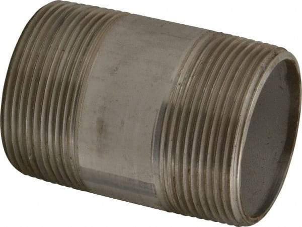 Merit Brass - Schedule 40, 2-1/2" Pipe x 4" Long, Grade 316/316L Stainless Steel Pipe Nipple - Welded & Threaded - Apex Tool & Supply