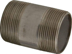 Merit Brass - Schedule 40, 2-1/2" Pipe x 4" Long, Grade 316/316L Stainless Steel Pipe Nipple - Welded & Threaded - Apex Tool & Supply