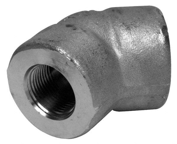 Merit Brass - 1/8" Grade 316/316L Stainless Steel Pipe 45° Elbow - FNPT x FNPT End Connections, 3,000 psi - Apex Tool & Supply