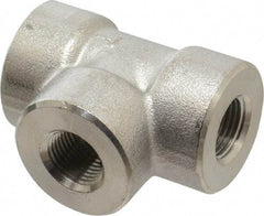 Merit Brass - 3/8" Grade 316/316L Stainless Steel Pipe Tee - FNPT x FNPT x FNPT End Connections, 3,000 psi - Apex Tool & Supply