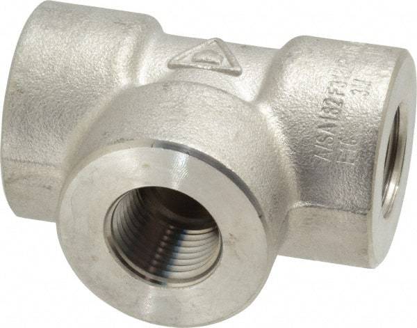 Value Collection - 1/2" Grade 316/316L Stainless Steel Pipe Tee - FNPT x FNPT x FNPT End Connections, 3,000 psi - Apex Tool & Supply