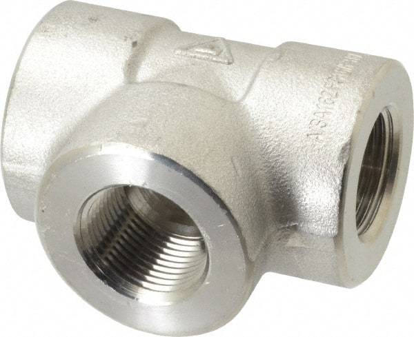 Value Collection - 1" Grade 316/316L Stainless Steel Pipe Tee - FNPT x FNPT x FNPT End Connections, 3,000 psi - Apex Tool & Supply
