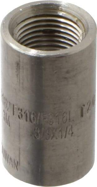 Merit Brass - 3/8 x 1/4" Grade 316/316L Stainless Steel Pipe Reducer Coupling - FNPT x FNPT End Connections, 3,000 psi - Apex Tool & Supply