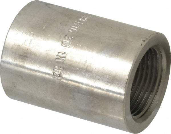 Merit Brass - 1 x 1/2" Grade 316/316L Stainless Steel Pipe Reducer Coupling - FNPT x FNPT End Connections, 3,000 psi - Apex Tool & Supply