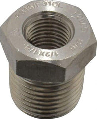 Merit Brass - 1/2" Grade 316/316L Stainless Steel Pipe Hex Bushing - MNPT x FNPT End Connections, 3,000 psi - Apex Tool & Supply