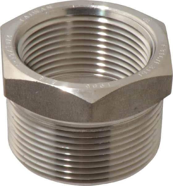 Merit Brass - 1-1/2" Grade 316/316L Stainless Steel Pipe Hex Bushing - MNPT x FNPT End Connections, 3,000 psi - Apex Tool & Supply