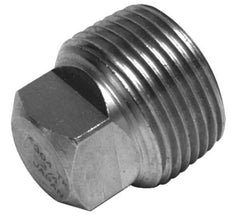 Merit Brass - 1-1/2" Grade 316/316L Stainless Steel Pipe Square Head Plug - MNPT End Connections, 3,000 psi - Apex Tool & Supply