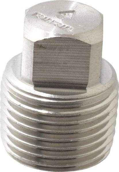 Merit Brass - 3/8" Grade 316/316L Stainless Steel Pipe Square Head Plug - MNPT End Connections, 3,000 psi - Apex Tool & Supply