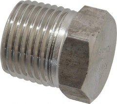 Merit Brass - 1/2" Grade 316/316L Stainless Steel Pipe Hex Head Plug - MNPT End Connections, 3,000 psi - Apex Tool & Supply