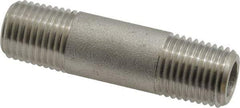 Merit Brass - Schedule 80, 1/4" Pipe x 2" Long, Grade 316/316L Stainless Steel Pipe Nipple - Seamless & Threaded - Apex Tool & Supply