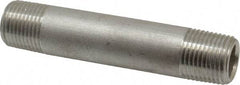Merit Brass - Schedule 80, 1/2" Pipe x 4" Long, Grade 316/316L Stainless Steel Pipe Nipple - Seamless & Threaded - Apex Tool & Supply
