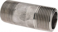 Merit Brass - Schedule 80, 1" Pipe x 3" Long, Grade 316/316L Stainless Steel Pipe Nipple - Seamless & Threaded - Apex Tool & Supply