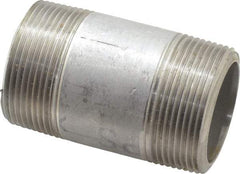 Merit Brass - Schedule 80, 1-1/2" Pipe x 3" Long, Grade 316/316L Stainless Steel Pipe Nipple - Seamless & Threaded - Apex Tool & Supply