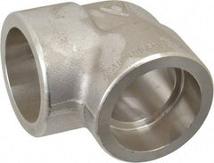 Merit Brass - 1-1/4" Grade 316 Stainless Steel Pipe 90° Elbow - Socket Weld x Socket Weld End Connections, 3,000 psi - Apex Tool & Supply