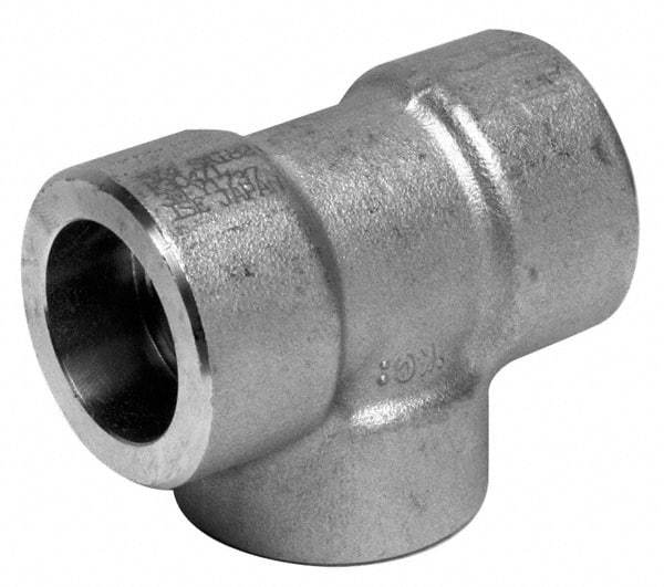 Merit Brass - 3/4" Grade 304 Stainless Steel Pipe Tee - Socket Weld x Socket Weld x Socket Weld End Connections, 3,000 psi - Apex Tool & Supply