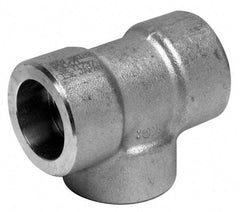 Merit Brass - 3/4" Grade 304 Stainless Steel Pipe Tee - Socket Weld x Socket Weld x Socket Weld End Connections, 3,000 psi - Apex Tool & Supply
