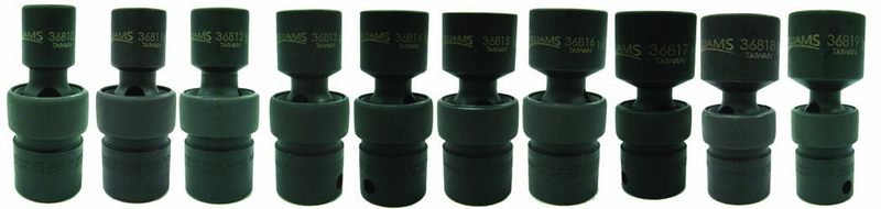 10 Piece - 3/8" Drive - Universal 6 Point Impact Socket Set on Clip Rail Metric - Apex Tool & Supply