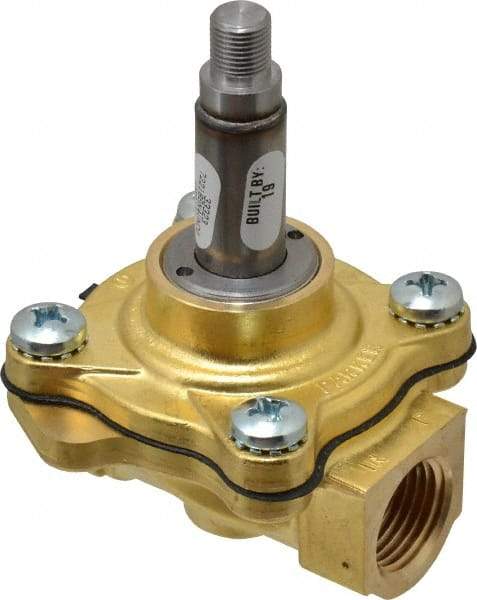 Parker - 1/2" Port, Brass Solenoid Valve - Closed, NBR Seal - Apex Tool & Supply
