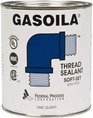 Federal Process - 1 Qt Flat Top Can Blue/Green Easy Seal Applicator with Gasoila Soft-Set - 600°F Max Working Temp - Apex Tool & Supply