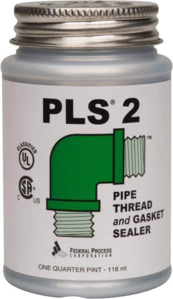 Federal Process - 1/4 Pt Brush Top Can Gray Federal PLS-2 Premium Thread & Gasket Sealant - 600°F Max Working Temp - Apex Tool & Supply