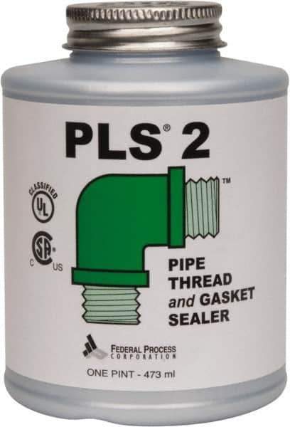 Federal Process - 1 Pt Brush Top Can Gray Federal PLS-2 Premium Thread & Gasket Sealant - 600°F Max Working Temp - Apex Tool & Supply