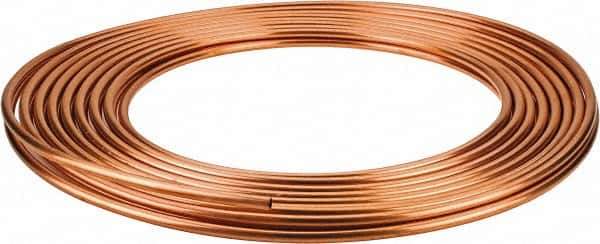 Mueller Industries - 50' Long, 1/4" OD x 0.19" ID, Copper Seamless Tube - 0.03" Wall Thickness - Apex Tool & Supply