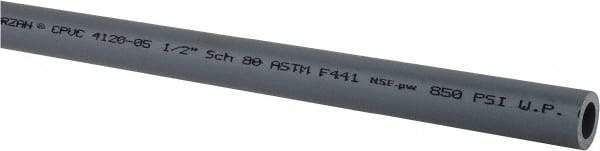 Made in USA - 1/2" Pipe, 60" Long CPVC Unthreaded Plastic Pipe Nipple - 850 Max psi, 0.528" ID x 0.84" OD, Schedule 80, Gray - Apex Tool & Supply