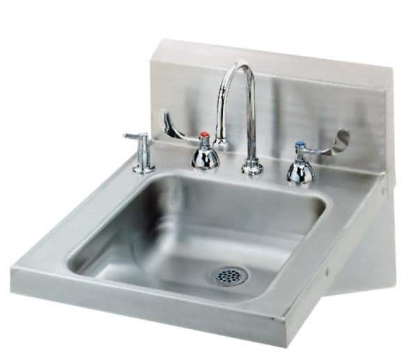 Eagle MHC - 14" Long x 16" Wide Inside, 1 Compartment, Grade 304 Stainless Steel Stainless Steel ADA Lavatory Sink-Wall Mount - 18 Gauge, 24-1/8" Long x 19" Wide Outside, 6" Deep - Apex Tool & Supply