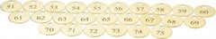 Value Collection - 1" High x 1" Long, 51 to 75, English Safety & Facility Numbered Tag - 1 Side, Brass - Apex Tool & Supply