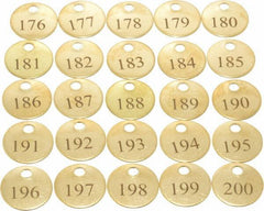 Value Collection - 1" High x 1" Long, 176 to 200, English Safety & Facility Numbered Tag - 1 Side, Brass - Apex Tool & Supply