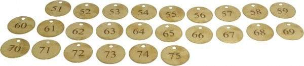 Value Collection - 1-1/2" High x 1-1/2" Long, 51 to 75, English Safety & Facility Numbered Tag - 1 Side, Brass - Apex Tool & Supply