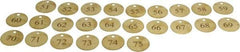 Value Collection - 1-1/2" High x 1-1/2" Long, 51 to 75, English Safety & Facility Numbered Tag - 1 Side, Brass - Apex Tool & Supply