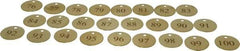 Value Collection - 1-1/2" High x 1-1/2" Long, 76 to 100, English Safety & Facility Numbered Tag - 1 Side, Brass - Apex Tool & Supply