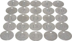 Value Collection - 1-1/4" High x 1-1/4" Long, 1 to 25, English Safety & Facility Numbered Tag - 1 Side, Aluminum - Apex Tool & Supply