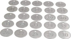 Value Collection - 1-1/4" High x 1-1/4" Long, 26 to 50, English Safety & Facility Numbered Tag - 1 Side, Aluminum - Apex Tool & Supply