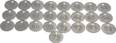 Value Collection - 1-1/4" High x 1-1/4" Long, 51 to 75, English Safety & Facility Numbered Tag - 1 Side, Aluminum - Apex Tool & Supply