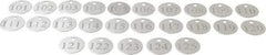 Value Collection - 1-1/4" High x 1-1/4" Long, 101 to 125, English Safety & Facility Numbered Tag - 1 Side, Aluminum - Apex Tool & Supply
