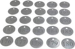 Value Collection - 1-1/4" High x 1-1/4" Long, 176 to 200, English Safety & Facility Numbered Tag - 1 Side, Aluminum - Apex Tool & Supply
