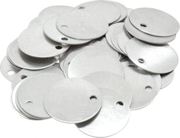 C.H. Hanson - 1-1/2 Inch Diameter, Round, Aluminum Blank Metal Tag - Blank, 50 Pieces - Apex Tool & Supply