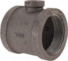 Made in USA - Size 2 x 2 x 1/2", Class 150, Malleable Iron Black Pipe Reducing Tee - 300 psi, Threaded End Connection - Apex Tool & Supply