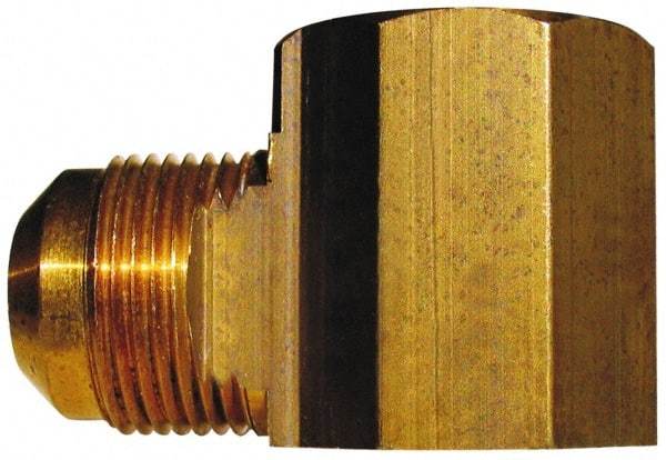 Cerro - 3/8" Tube OD, 45° Brass Flared Tube Female Elbow - 1/2 Flare x FIP Ends - Apex Tool & Supply