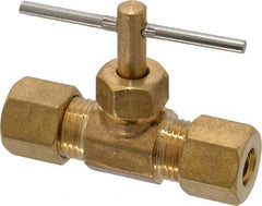 Cerro - 1/4" Pipe, Inline Needle Valve - Compression x Compression Ends, Brass Valve, 150 Max psi - Apex Tool & Supply