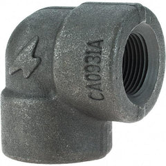 Made in USA - Size 3/4", Class 3,000, Forged Carbon Steel Black Pipe 90° Elbow - 925 psi, Threaded End Connection - Apex Tool & Supply