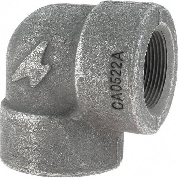 Made in USA - Size 1-1/2", Class 3,000, Forged Carbon Steel Black Pipe 90° Elbow - 925 psi, Threaded End Connection - Apex Tool & Supply