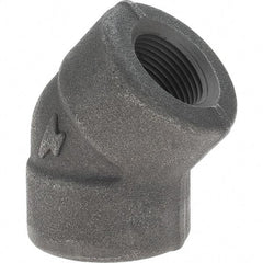 Made in USA - Size 3/4", Class 3,000, Forged Carbon Steel Black Pipe 45° Elbow - 925 psi, Threaded End Connection - Apex Tool & Supply