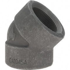 Made in USA - Size 2", Class 3,000, Forged Carbon Steel Black Pipe 45° Elbow - 925 psi, Threaded End Connection - Apex Tool & Supply